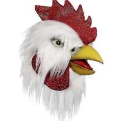 Tuppdräkt Kyckling Cosplay Djur Halloween Kostymfest Latex Kostym (vit Tupp)> Masker