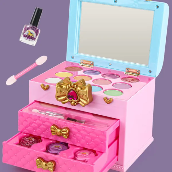 Tvättbart Sminkset för Barn Låtsaslek Skönhetsset med Kosmetikaväska för Små Flickor J1024> Smink