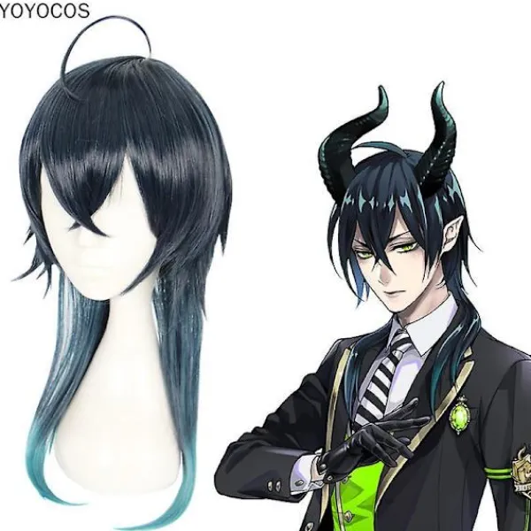 Twisted Wonderland Cosplay Malleus Draconia Cosplay Wig Diasomnia Gradient Long Hair Heat Resistant Synthetic Hair> Peruker