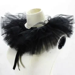 Tyllkrås med volanger för kvinnor Halloween Kostymtillbehör Sjal Slips Avtagbar Svart> Dräkter