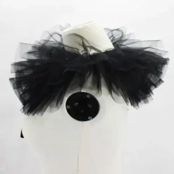 Tyllkrås med volanger för kvinnor Halloween Kostymtillbehör Sjal Slips Avtagbar Svart><noscript><img width=