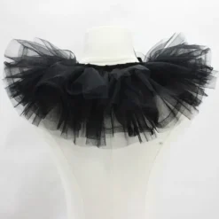 Tyllkrås med volanger för kvinnor Halloween Kostymtillbehör Sjal Slips Avtagbar Svart><noscript><img width=