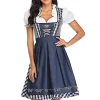 Tysk Oktoberfest Dirndl Klänning - Traditionell Bayersk Kostym (S, Gråblå)[JSR]> Dräkter