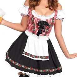 Tysk Oktoberfest-dräkt för kvinnor Dirndl traditionell bayersk ölfestival karneval Fraulein cosplay piga klänning outfit -hg röd S> Dräkter