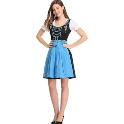 Tysk Oktoberfest-dräkt för kvinnor Dirndl traditionell bayersk ölfestival karneval Fraulein cosplay piga klänning outfit -hg röd S><noscript><img width=