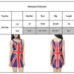 Union Jack-klänning för damer, röd, vit och blå Union Jack-flagga, klassisk ärmlös miniklänning, King's Coronation Party Maskeradklänning><noscript><img width=