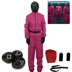 Gåva Unisex bläckfiskdräkt för vuxna och barn, rollspelsbody + bläckfiskmask, Halloween-kostym, present, fest, rosaröd + fyrkantsmask 110cm | Fyndiq> Dräkter