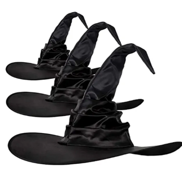 Jettbuying Unisex Halloween Vinklad Häxhatt Svart Fällbar Trollkarlhatt Herrar Kvinnor A> Huvudbonader