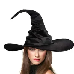 Jettbuying Unisex Halloween Vinklad Häxhatt Svart Fällbar Trollkarlhatt Herrar Kvinnor A><noscript><img width=
