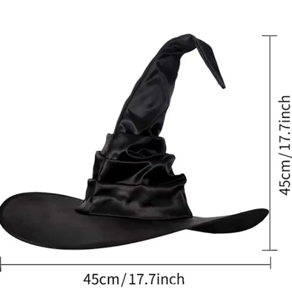 Jettbuying Unisex Halloween Vinklad Häxhatt Svart Fällbar Trollkarlhatt Herrar Kvinnor A> Huvudbonader