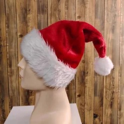 Unisex Jul Tomtehatt Extra Stor och Tjock Nyårsfest Mössa Kontrastfärg Elastisk Tjock Plysch Dekor Tomte Cosplay Vuxen Jul Huvudbonad A> Huvudbonader