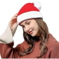 Unisex Julhatt Varm Stickad Tomtehatt för Vintern> Huvudbonader