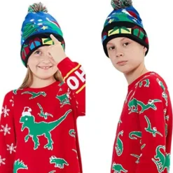 Unisex Jultomtehatt med Ljus - Fula & Färgglada LED-Stickade Mössor><noscript><img width=