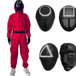 Unisex Squid Game Costume Jumpsuit + Squid Game Mask Halloween Outfit Gifts_c_x L> Dräkter