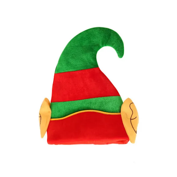 Unisex tomteluva med öron, en storlek, grön och röd, (2-pack)> Huvudbonader