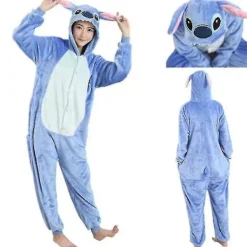 Unisex Vuxen Kigurumi djurkaraktärskostym Onesie Pyjamas Onepiece M Blue Stitch> Dräkter