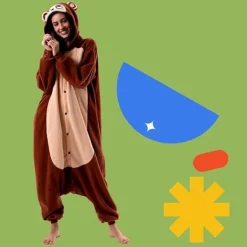 Unisex Vuxen Tecknad Kostym Halloween Jul Pyjamas Jumpsuit Onesies Plysch Cosplay Pyjamas Apa M_tfrf> Dräkter