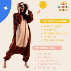 Unisex Vuxen Tecknad Kostym Halloween Jul Pyjamas Jumpsuit Onesies Plysch Cosplay Pyjamas Apa M_tfrf><noscript><img width=