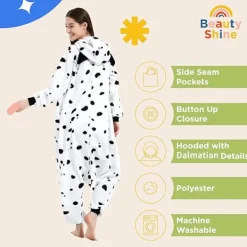 Unisex Vuxen Tecknad Kostym Halloween Jul Pyjamas Jumpsuit Onesies Plysch Cosplay Pyjamas Dalmatiner S_tfrf><noscript><img width=