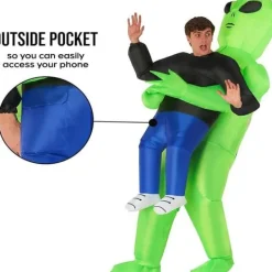 Uppblåsbar Alien Kostym för Vuxna, Alien Kidnappningskostym, Bortförd av Alien Kostym, Roliga Uppblåsbara Halloween Kostymer för Vuxna V. adult><noscript><img width=