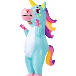 Uppblåsbar enhörningsdräkt - Uppblåsbar helkroppsdräkt enhörning - Lyxig Halloween-kostym - Vuxenstorlek (blå)> Dräkter