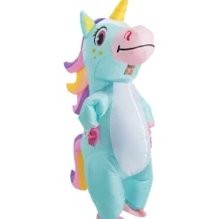 Uppblåsbar enhörningsdräkt - Uppblåsbar helkroppsdräkt enhörning - Lyxig Halloween-kostym - Vuxenstorlek (blå)><noscript><img width=