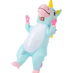 Uppblåsbar enhörningsdräkt för vuxna - Helkropps blå halloweendräkt [JUN]><noscript><img width=