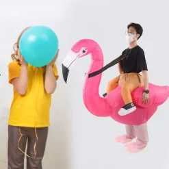 AIZHENCHEN Uppblåsbar Flamingodräkt Vattentätt Polyestertyg Uppblåsbar Kostym för 150-190cm Vuxen><noscript><img width=