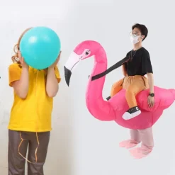 Uppblåsbar Flamingo-dräkt Vattentät Polyestertyg Uppblåsbar Dräkt för 150‑190cm Vuxen><noscript><img width=