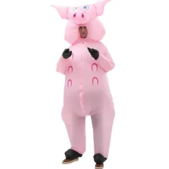 Uppblåsbar Grisdräkt för Vuxna - Halloween & Jul Party Outfit uppblåsbar gris Vuxenstorlek Rolig rosa gris Adult size> Dräkter