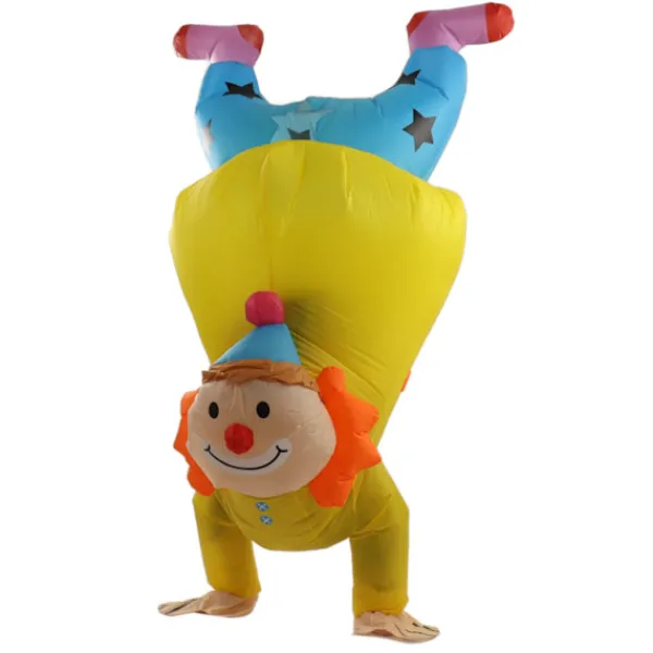 Uppblåsbar handstående clowndräkt för vuxna Halloween upp och ner uppblåsbar clowndräkt> Dräkter