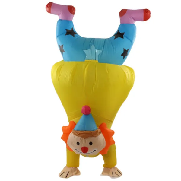 Uppblåsbar handstående clowndräkt för vuxna Halloween upp och ner uppblåsbar clowndräkt> Dräkter