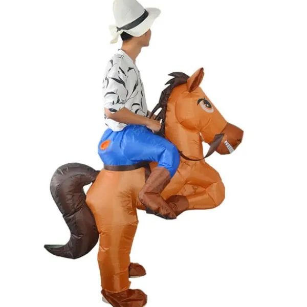 Uppblåsbar Häst Rida Kostym Cowboy på Häst Maskerad Rolig Nyhet Utklädnad Party Kläder Svans häst_xx> Dräkter