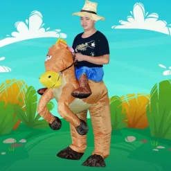 Uppblåsbar Häst Rida Kostym Cowboy på Häst Maskerad Rolig Nyhet Utklädnad Party Kläder Svans häst_xx><noscript><img width=