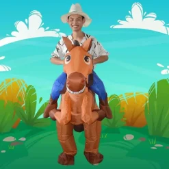 Uppblåsbar Häst-dräkt Cowboys På Häst Maskeradkostym Rolig Nyhet Utklädnad Partykläder-Perfekt><noscript><img width=