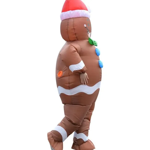 Uppblåsbar jultomte pepparkaksgubbe kostym unisex vuxen kostym cosplay fest (pepparkaksgubbe)> Dräkter