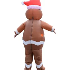 Uppblåsbar jultomte pepparkaksgubbe kostym unisex vuxen kostym cosplay fest (pepparkaksgubbe)><noscript><img width=
