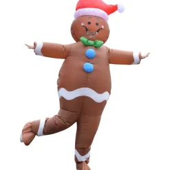 Uppblåsbar jultomte pepparkaksgubbe kostym unisex vuxen kostym cosplay fest (pepparkaksgubbe)><noscript><img width=