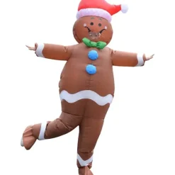 Uppblåsbar jultomte pepparkaksgubbe kostym unisex vuxen kostym cosplay fest (pepparkaksgubbe)><noscript><img width=