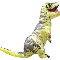 Uppblåsbar Kostym, Dinosaurie Kostym, Halloween Kostym, Vuxen Kostym (gul)><noscript><img width=