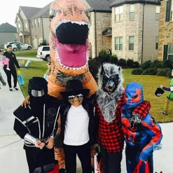 Uppblåsbar Kostym Trex Dinosaurie Kostymer Halloween Kostym Maskeradkläder för Vuxen (brun)><noscript><img width=