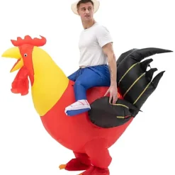 Uppblåsbar Kycklingdräkt Uppblåsbar Dräkt för Fest Halloween Jul Cosplay Vuxen Storlek F&Q vuxen —max plain red> Dräkter