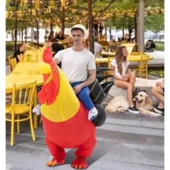 Uppblåsbar Kycklingdräkt Uppblåsbar Dräkt för Fest Halloween Jul Cosplay Vuxen Storlek F&Q vuxen —max plain red><noscript><img width=