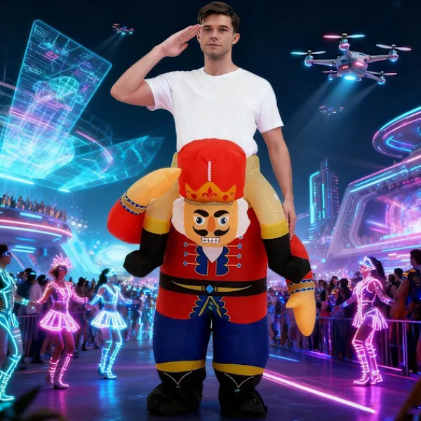 Uppblåsbar Nötknäpparsoldatdräkt Vuxen Uppblåsbar Åktur På Halloween-dräkter Uppblåsbara Juldräkter För Vuxna Parent> Dräkter