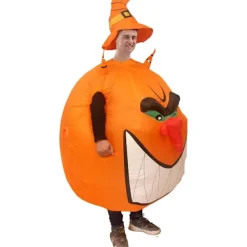 Uppblåsbar Pumpadräkt Rolig Luftblåsande Dräkt Jumpsuit Maskerad Cosplay Halloween Juldräkt Vuxenstorlek><noscript><img width=