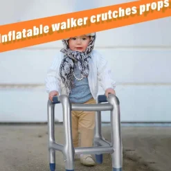 Uppblåsbar rollator, uppblåsbart gånghjälpmedel, uppblåsbar käpp för karneval, födelsedagsfest, cosplay inkl. pump-XF36-><noscript><img width=