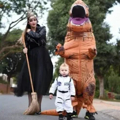 Uppblåsbar T-Rex Dinosauriekostym för Vuxna, Brun Halloween & Cosplay-dräkt> Dräkter