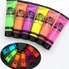 Uppgraderad Glow In The Dark Face Body Paint för Halloween Cosplay, Black Light Face Makeup för fest, tvättbart ansikte> Smink