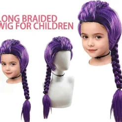 Utsökt för RUMI-peruk, långa lila flätperuker för barnflickor, lila flätkostym Cosplay-peruker, Halloween-kostymperuk, Cosplay Wi-g med flätad Dai 1 st deep red for kids | Fyndiq><noscript><img width=