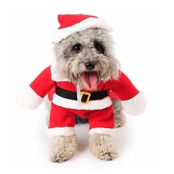 Valp Hund Katt Jul Tomten Cape Rock Kostym Jul Outfit S> Dräkter